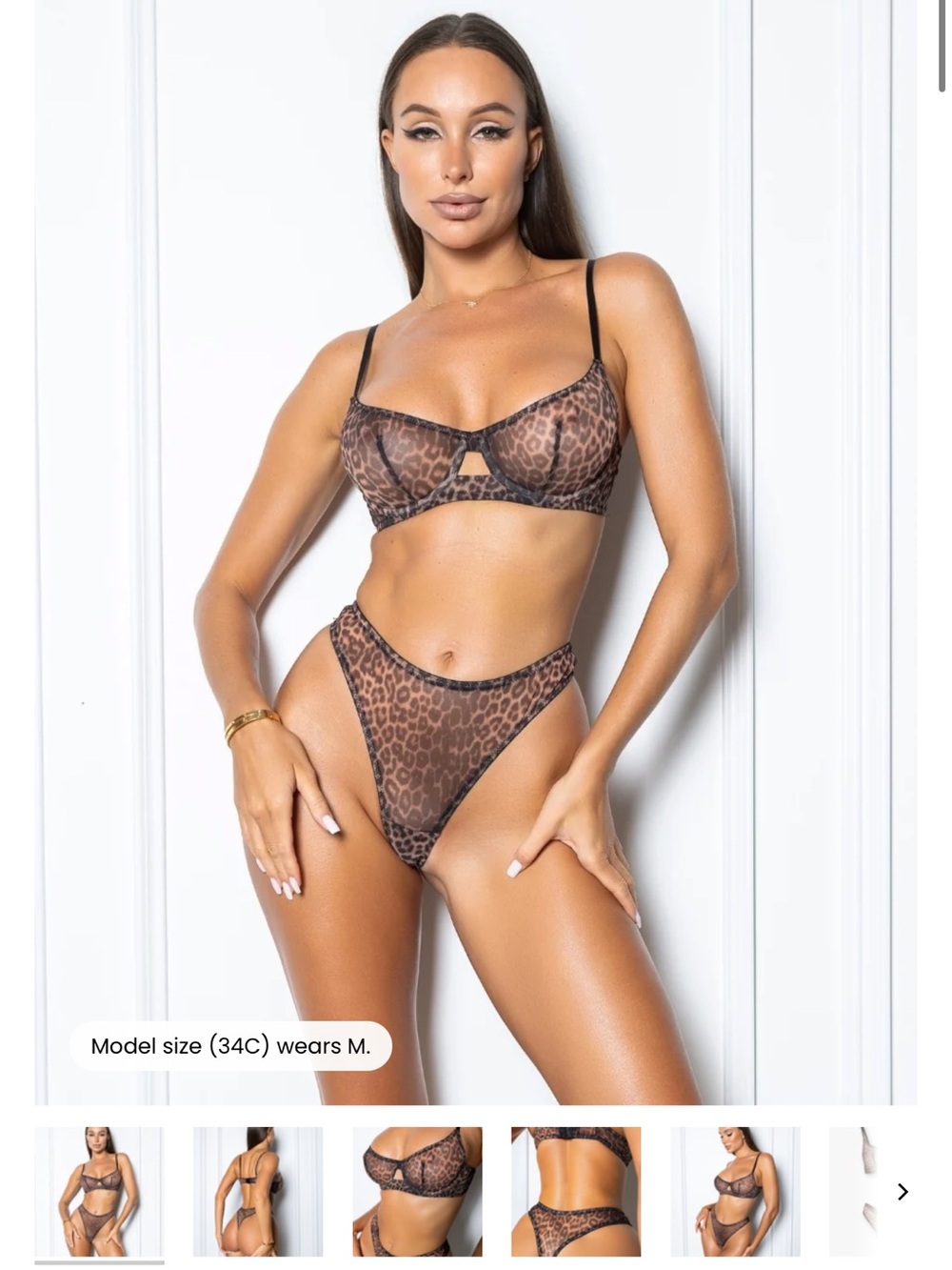 Leopard Sheer Underwire Bralette & High-Cut Brief - Brown Leopard